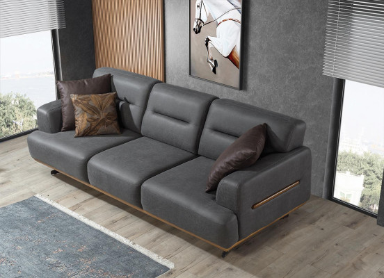 Luxus Grau Sofa Couch Dreisitzer Polster Möbel Wohnzimmer Einrichtung Designer