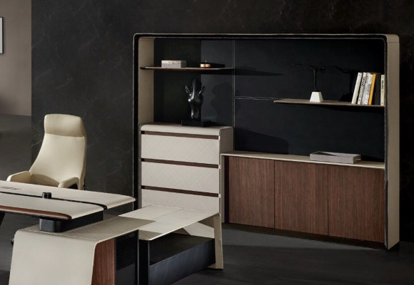 Büroeinrichtung Arbeitszimmer Büro Möbel Tisch Schrank Sessel 3tlg Set