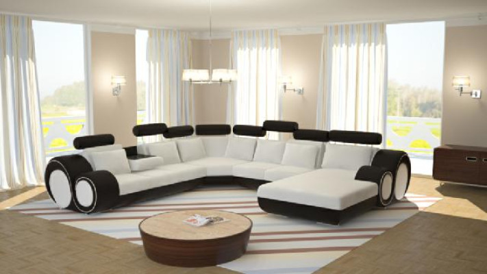 Sofa mit USB Designer Wohnlandschaft U-Form Couch Ecksofa Polster Garnitur Neu