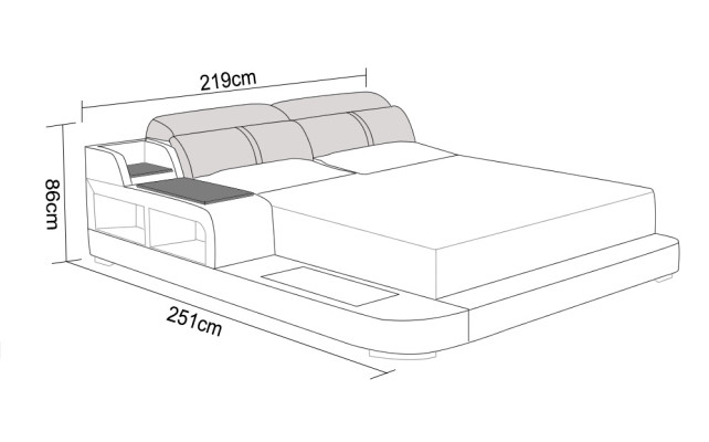 Leder Bett mit USB,Luxus Polster Betten Doppel Modernes Ehe 140/160/180 LB8821