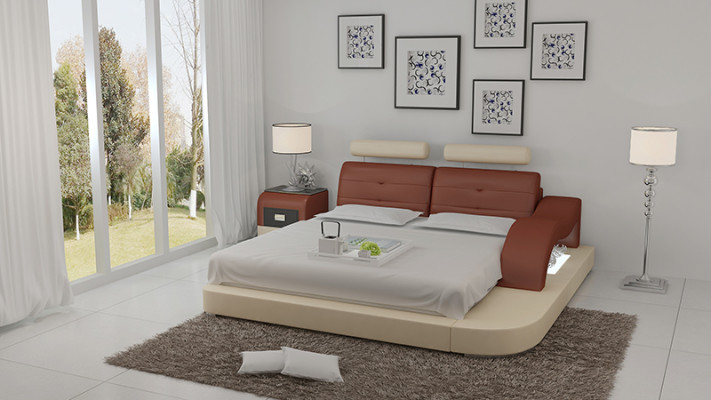 Design Bett XXL Big Betten Hotel Polster 160x200 Multifunktion Regal USB Leder