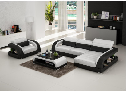 Ledersofa Couch Wohnlandschaft Ecksofa Sessel Set Garnitur Design Sofa