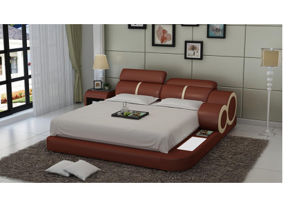 Design Bett XXL Big Betten Leder Polster Hotel 160x200cm Multifunktion Regal USB