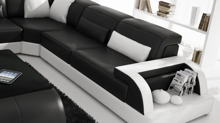 Ledersofa Couch Wohnlandschaft Ecksofa Eck Modern Dekor Garnitur Design