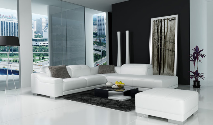 Ledersofa Sofa Couch Wohnlandschaft Ecksofa Eck Garnitur Design Modern L K5002C