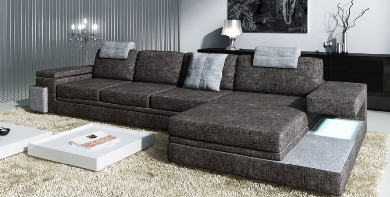 Design Ledersofa Sofa Couch Polster Wohnlandschaft Eck Dekor Garnitur Ecke