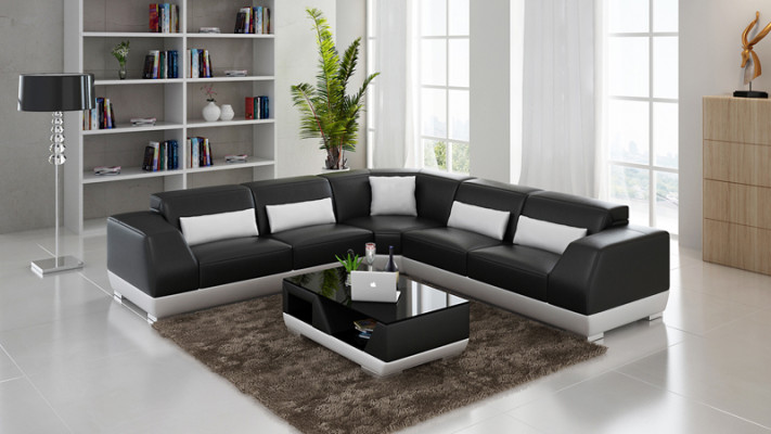 Ledersofa Couch Wohnlandschaft Sofa Ecksofa Eck Garnitur Modern Design