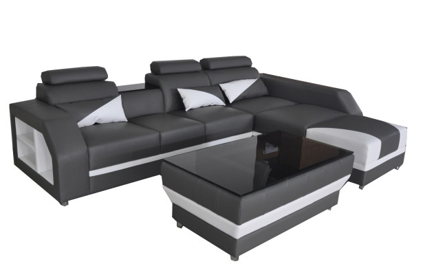 Leder Eck Sofa Couch Garnitur Ecke Sofas Couchen Polster Wohnlandschaft