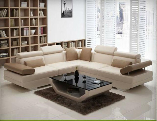 Wohnlandschaft Polster Ecke Eck Sofa mit USB Garnitur Landschaft Leder AlfredB