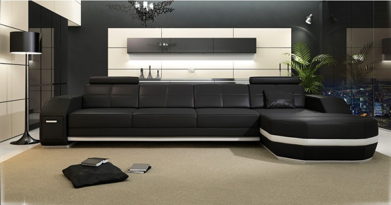 Design Ecksofa Couch Polster Eck Garnitur Ledersofa Ecke Wohnlandschaft PH300B