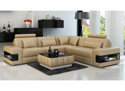 Ledersofa Couch Modern Wohnlandschaft Ecksofa Eck Dekor Garnitur Design