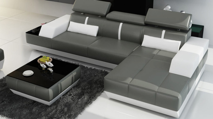 Modern Ledersofa Sofa Couch Design Wohnlandschaft Ecksofa Garnitur Dekor
