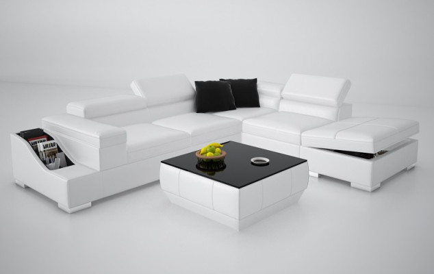 Ledersofa Sofa Couch Modern Wohnlandschaft Ecksofa Eck Design Garnitur