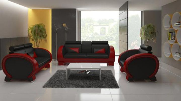 Ledersofa + USB Sofa mit Barfunktion Designer Garnitur Sofa 3 Sitzer Relaxcouch
