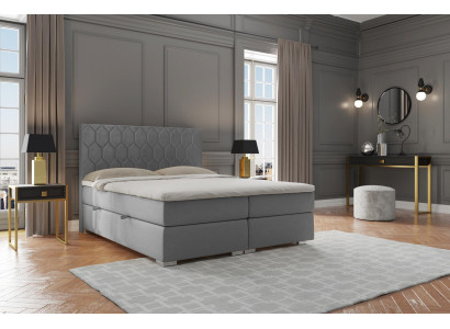 Boxspring Bett Hotel Doppel 180x200cm Luxus Betten Polster Funktion Kasten Grau