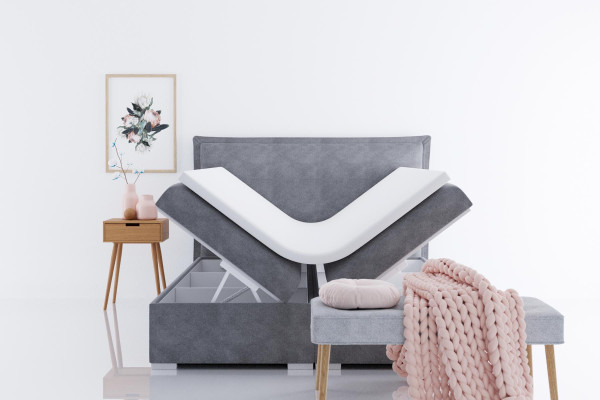 Moderne Hotel Boxspring Betten Doppel Luxus Bett Polster Kasten Funktion Stoff