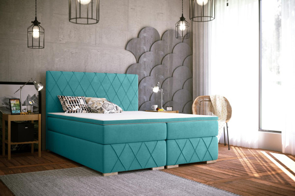 Komplett Set Matratze & Topper Boxspring Bett Luxus Polster 140x200cm Betten