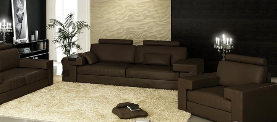 Sofagarnitur Sofa Couch Polster Sitz Leder Garnitur Wohnlandschaft Licht Nassau