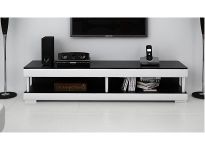 RTV TV Sideboard Leder Glas Tisch Fernseh Schrank Tisch Lowboard Mo.C