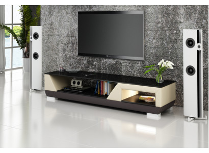 RTV TV Sideboard Leder Glas Dekor Tisch Fernseh Schrank Tisch Designer