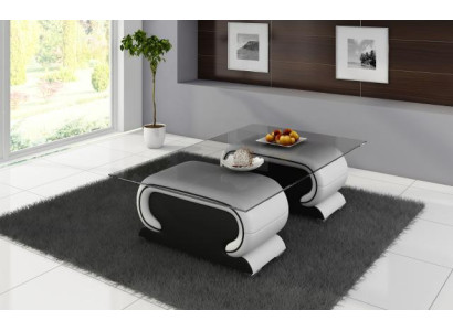 Designer Glastisch Tisch Polster Leder Tisch Couch Sofa Ledertische