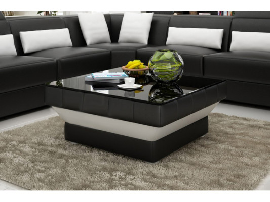 Designer Couchtisch Polster Tisch Leder Glas Moderner Tische #8009