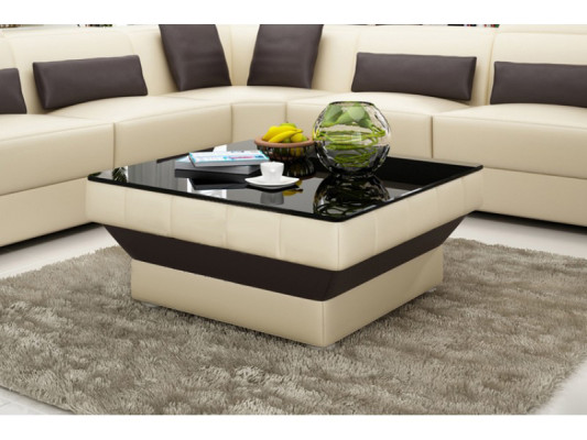 Designer Couchtisch Polster Tisch Leder Glas Moderner Tische #8009