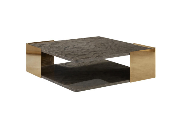 Couchtisch Dunkelgrau Marmor Wohnzimmer Edelstahl Modern Design
