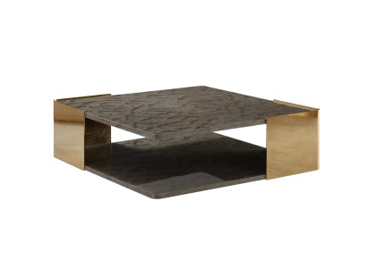 Couchtisch Dunkelgrau Marmor Wohnzimmer Edelstahl Modern Design