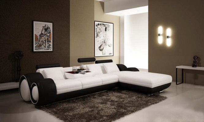 Patentiertes Design Ecksofa Sofa Couch Polster Leder Ecke BERLINr Wohnlandschaft