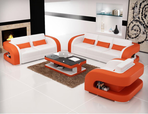 3+2+1 Sofagarnitur Ledersofa Couch Sofa Designer Sofas Wohnlandschaft Bergamo