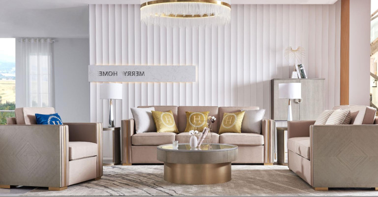 Dreisitzer Design Polster Sitz Textil Sofa 3 Sitzer Möbel Beige Neu Luxus Möbel