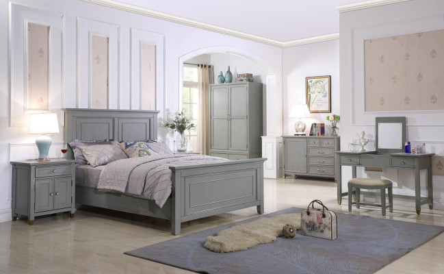 Schlafzimmer Nachttische 3 Stück Set Design Luxus Bett Holz Doppelbett neue Möbel