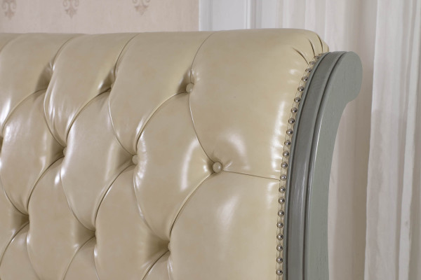 Bett Polster Design Luxus Holz Doppel Hotel Betten Ehe Schlaf Zimmer Leder Grau