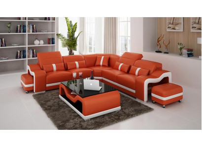 Desing Ecksofa Sofa Couch Leder Eck L Form Wohnlandschaft Polster Eckgarnitur