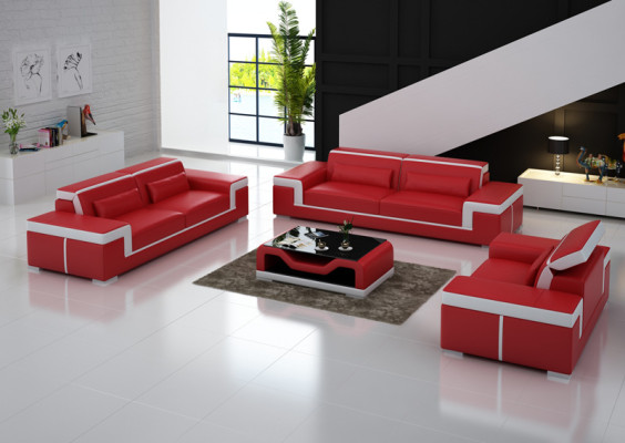 Sofa mit USB Polster Leder Couch Sitz Komplett Set Moderne Garnitur 3+2+1 Sitzer