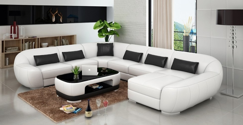Sie den Modern Luxus Leder U-förmiges Ecksofa für Ihr Wohnzimmer