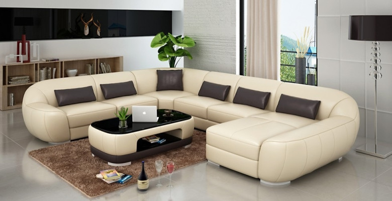 Modernes Ledersofa+USB,Ecksofa Wohnlandschaft Sitz Polster Couch Garnitur Neu