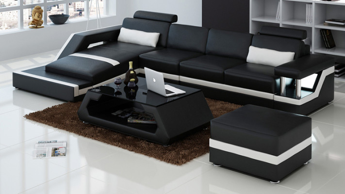 Ledersofa Couch Wohnlandschaft Modern Eck Dekor Ecksofa Design Garnitur