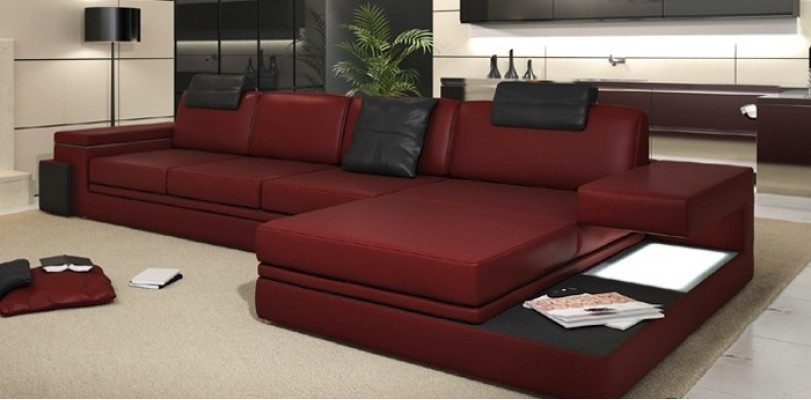 Moderne Wohnzimmer Design Couch Textil Stoff Sofa Polster Eck Garnitur LED + USB