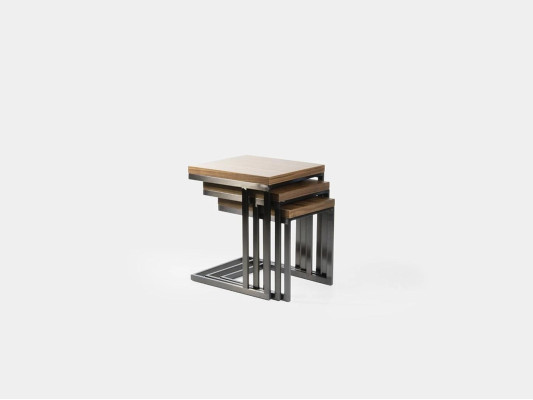 Wohnzimmer 3x Beisteltisch Luxus Holz Tisch Edelstahl Design Möbel Einrichtung