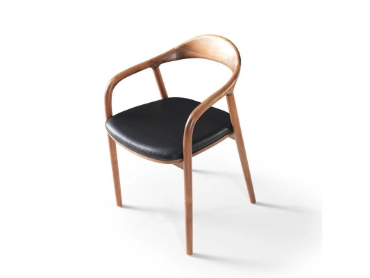 Designer Stuhl Holz Luxus Lehnstuhl Polster Stühle Esszimmer Leder