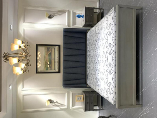 Modernes Bett Polster Design Luxus Doppel Hotel Betten Möbel Ehe Holzbetten Grau