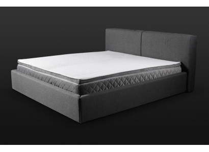 Graues Doppelbett Polster Betten Bettkasten Design Eleganter Stoff Bett