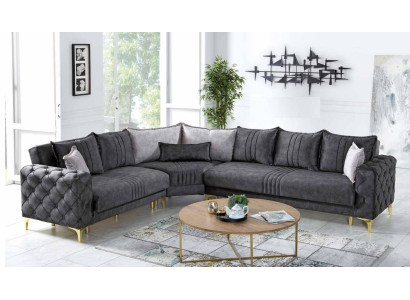 Grau Wohnzimmer Ecksofa L-Form Modern Chesterfield Neu Luxus Sofa