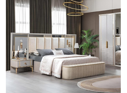 Schlafzimmer Set Luxus Komplettes Bett 2x Nachttisch Modern 3tlg Neu