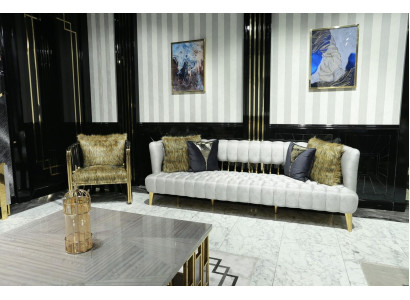 Luxus Weiß Sofa 3 Sitzer mit Sessel Modernen Designen Möbel Dreisitzer