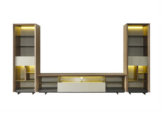 Wohnwand RTV Lowboard TV Ständer Sideboard Schrank 3tlg Holz Braun