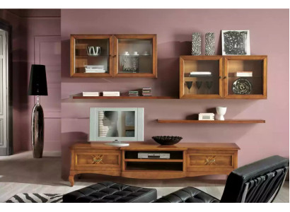 Designer Wohnzimmer 4x Wandschränke Braun Lowboard 7tlg. Wohnwand Neu