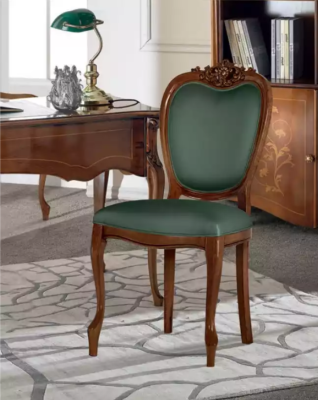 Klassischer Brauner Holz Stuhl Luxus Büromöbel Grün Einsitzer Design